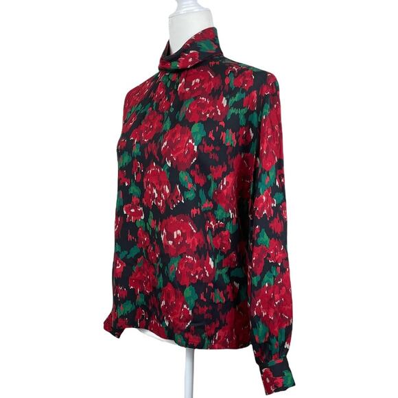 Vintage Pendleton Country Sophisticates Size 8 Floral Wool Blend Blouse Red - Picture 2 of 12